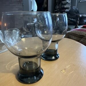 Vintage 60's Federal Glass Smoky Sundown Beer Glasses Wine Tumblers MCM Set of 2